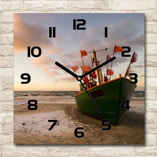 Glass wall clock - clock, fishing