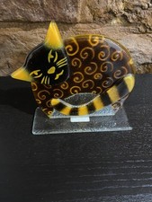 Nobile Glassware Ltd Fused Glass small ginger cat 1405-15 ornament gift Xmas 