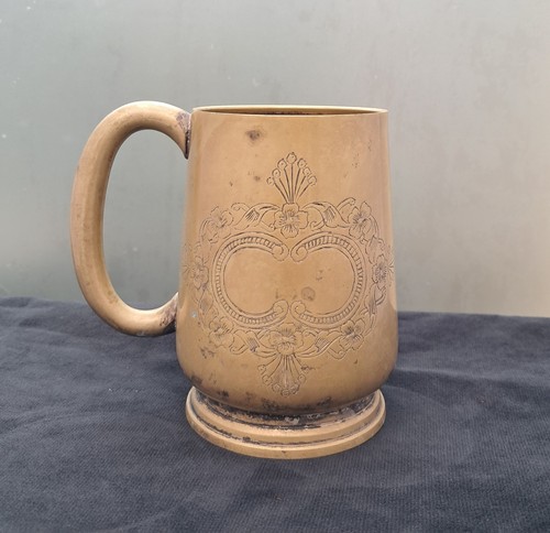 Vintage brass tankard mug - vintage, 5"
