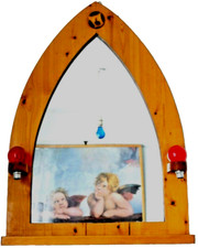 REFLE)(TIVE TOUCH VINTAGE>1960s PINE GOTHIC STYLE SHELF MIRROR UNIT>31"x23" 5KG