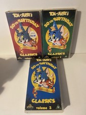 TOM & JERRY VHS Videos Volumes 1 2 & 3 50th Birthday Classics Cartoon