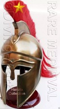Medieval Ancient Costume Armour Roman Greek Corinthian Helmet with Red Plume