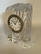 Stamped Waterford Colonnade Crystal Clock Working Height 10cm Width 7.5cm