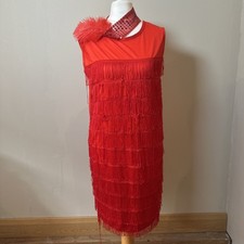 Red Flapper Roaring 20’s Fringe Gatsby Style Dress. Size S/M
