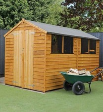 10x6 WOODEN GARDEN SHED OUTDOOR TOOL STORAGE APEX ROOF WINDOWS DOUBLE DOOR FELT
