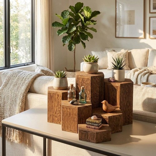 6pcs wooden hexagon - wooden, display