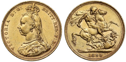 Victoria 1890 sovereign - victoria, 1890-s