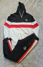 *SUPPLY DEMAND* Black Red Stripe Hood Zip Men /Boys Jogging SweatSuit Size M/S