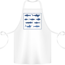 Fish Species Fishing Fisherman Shark Cotton Apron 100% Organic