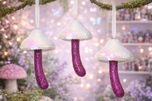 Sparkly mushroom hanging - sparkly,