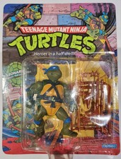 1988 Teenage Mutant Ninja Turtles Leonardo Action Figure 10 Back MOC, Unpunched