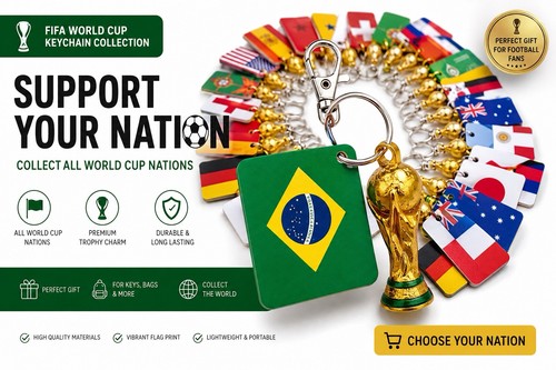 World cup flag keychain - world,