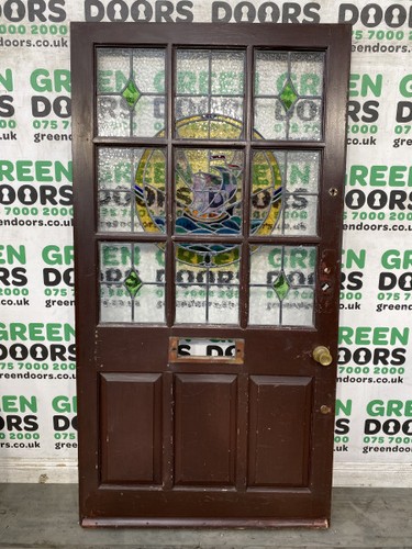 Stained glass door ship - glass,