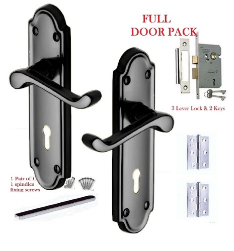 Black nickle scroll lock - black, door