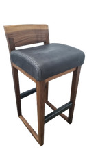 Heals Dino Bar Stool by Riva 1920r Walnut / Leather Utah 108 NEW in BOX (1556)