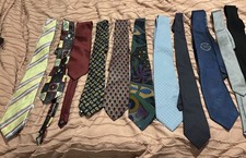 BUNDLE 12 RARE VINTAGE MENS TIES & BOW TIE C&A BHS DEBENHAMS ETC KIPPER RETRO