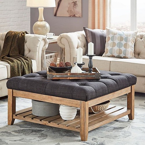 Oak coffee table - oak, upholstered