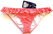 JACK WILLS Longswood Ruffle Bikini Bottoms UK 14 Coral Pink / White BNWT