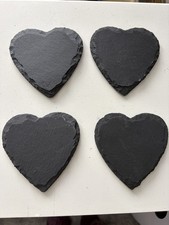 Set of 4 Slate Heart Shape