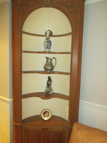 Pine carved corner cupboard - carved,