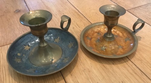 Vintage brass candle holder - 2x,