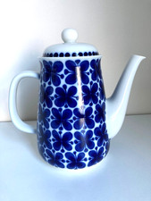 Rorstrand MON AMIE Coffee Teapot Swedish Blue White Mid Century Marianne Westman