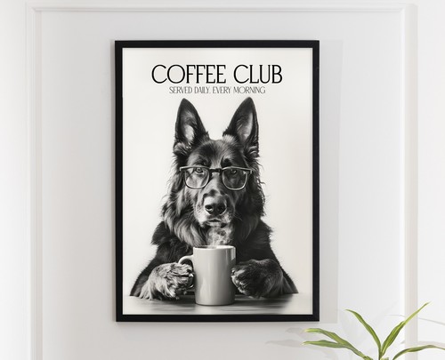 German shepherd dog - dog, coffee