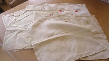 6 VINTAGE HAND  EMBROIDERED