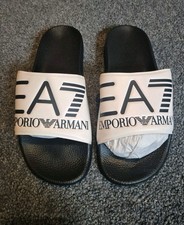 NEW Emporio Armani EA7 White/Navy Sliders/Sandals/Size UK7.5 EU41 Mens Boy Youth
