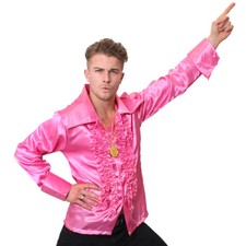 MENS PINK 1970'S DISCO RUFFLE