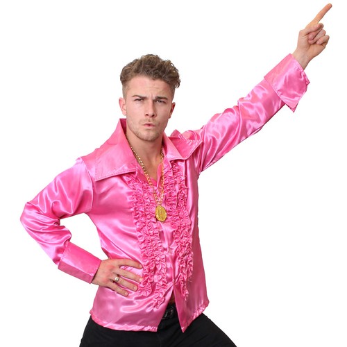 Mens pink 1970 disco - disco, ruffle