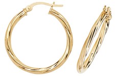 9CT GOLD HOOP EARRINGS 2MM