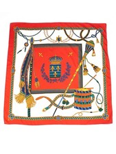 Vintage Royal Sceptre Drum Tassels Pattern Scarf size 34in x 34in