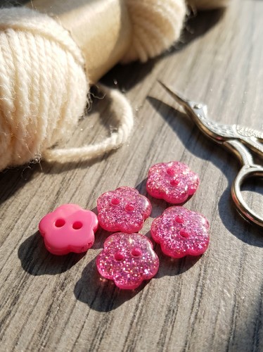 15mm pink glitter flower - pink,