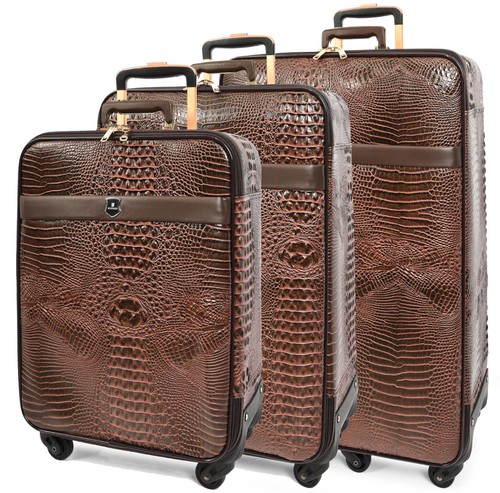 Brown croc embossed leather - pu,