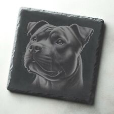 Staffordshire Bull Terrier Dog Engraved Slate Coaster, Present Gift