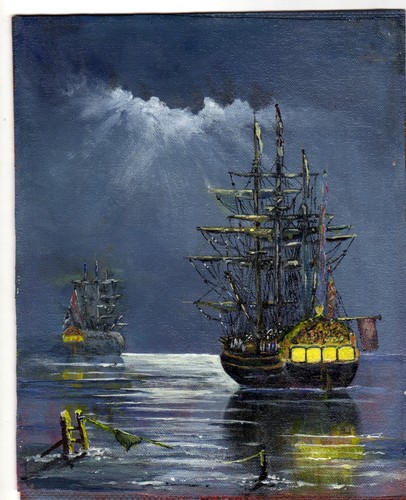 Ornately framed oil canvas - ornately,