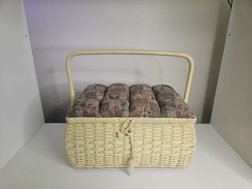 Vintage sewing basket woven - sewing,