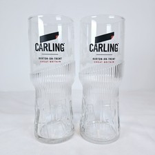 Carling Black Label Pint Glasses x 2 Interlocking Design NEW Unused