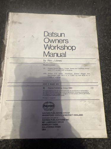 Haynes manual datsun sunny - haynes,