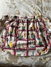 Vintage 1950s Kitchen Print Apron Pinny Retro Cotton Red with Pockets Housewife