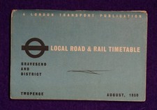 LONDON TRANSPORT LOCAL ROAD RAIL GRAVESEND DISTRICT TIMETABLE AUGUST 1950