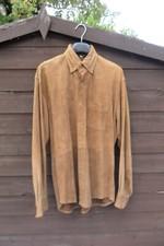 MENS GENUINE REAL LEATHER SHIRT SIZE MEDIUM PIT TO PIT 23" IN TAN