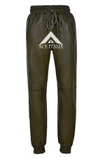 Mens Leather Trouser OLIVE