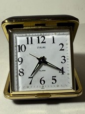 Stirling Travel Alarm Clock Vintage Mechanical Folding Case Retro Style Working