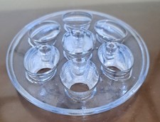 Pale Blue Art Deco Pressed Glass Flower Frog for Vase 7 Holes. Bagley (?)