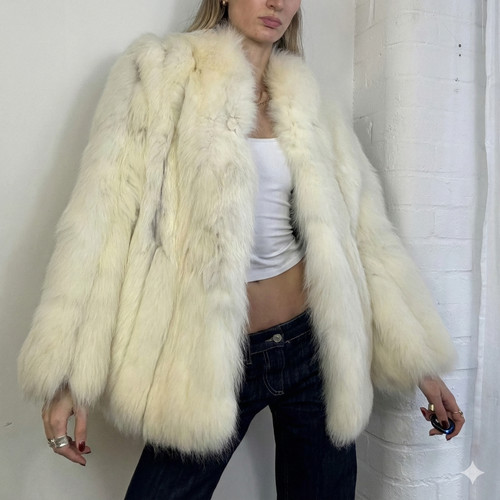 Vintage white fox - white,
