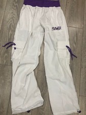 ladies WHITE classic Zumba fitness cargo pants trousers dance  size XXL, 16-18