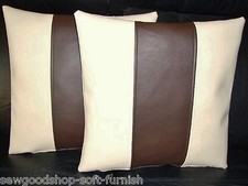 2 Cream & Brown Stripe Faux