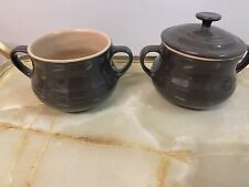 2 X Le Creuset Soup Bowls 1 Lid Stoneware Grey 0.5L